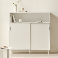 룸앤디 NEW 스르륵 4단 1200상부오픈 다리형 E0등급 슬림 슬라이딩 수납장, 스르륵 4단 1200상부오픈형 화이트(다리형)