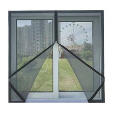 창 모기장 벨크로 자기 접착 모기 스크린 창 지퍼 창 화면 모기장 사용자 정의 할 수 있습니다 크기, black, w60 x h70cm