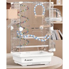 투명 새 케이지 둥지 조류 아크릴 대형, 대형 화이트 패키지1, L, 1개, 대형 화이트 패키지1