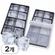 로빈홈즈 1+1 실리콘 사각 얼음트레이, 2개, 블랙