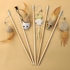 고양이장난감 고양이낚시대 5종 세트 혼합색상 아기고양이 사냥놀이, 5개, 면 밧줄