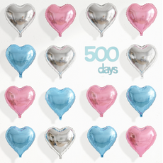 파파 파티 하트 풍선 세트 기념일 생일 포토월 DIY, 1세트, 실버6/핑크6/블루6 + 500days