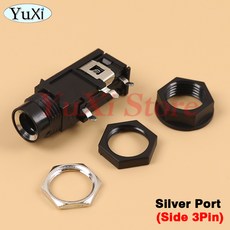 오디오 잭 커넥터 6.35mm 6.5mm 4핀/3핀 모노 암소켓 PCB 패널장착 마이크 섀시 어댑터, 4in1 Side 3P Silver, [42] 4in1 Side 3P Silver