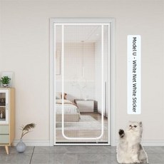 고양이 방묘창 스크린 도어 애완 동물 커튼 모기장 플라이 곤충 메쉬 헤비 듀티 방지 지퍼 클로저 포함, Model U White Net