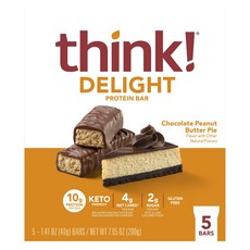美國 think Delight 蛋白質棒 巧克力花生醬派 5入, 200g, 1個