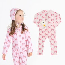 베이비솔 실키리본 여아 수영복 래쉬가드 핑크 리본 긴팔 유아 자외선차단