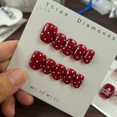 手工穿戴甲片 藍色舞獅 珍珠設計 M號, 1個, 紅色白雪1.5-1.6長,M