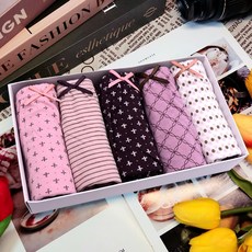 물랑루즈 순면 면 100% 여성 미디 팬티 5매입 세트 여자 삼각 속옷 222 진저