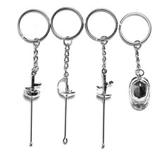펜싱 키링 가방 열쇠고리 에페 플뢰레 펜싱 4종세트, 10. 실버 4종세트, 1개
