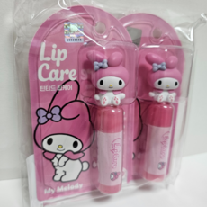 산리오 마이멜로디 쿠로미 캐릭터 립케어 립밤 2종 세트, 2개, 4.5g, 복숭아향