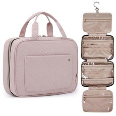 BAGSMART 걸이용 후크가 있는 세면도구 가방 여행 가방 액세서리 샴푸 풀 사이즈 용기 세면도구용 방수 메이크업 화장품 정리함 베이비 핑크 213341