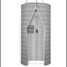 간이샤워부스 원형 간이 파티션 물막이 욕조 샤워실 가정용 그레이 욕실 샤워파티션 방수, 그레이 격자 지름 100cm 높이 200cm, 1개