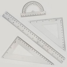 자 세트 일자자 눈금자 삼각자 각도기 직각자 투명자, 20cm 4종 자 세트, 1개