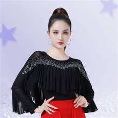 여성 라틴 사교 의상 운동복 밸리댄스복 스포츠 라인 댄스복 화려한 라인상의 댄스상의 댄스티 밸리 상의 제품, 7.2XL 블랙탑 가격