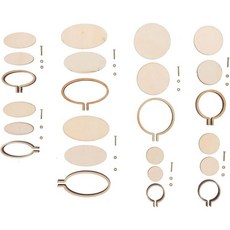 EXCERART 20팩 미니 자수 후프 세트 - DIY 보석을 위한 나무 원형 공예 크로스 스티치 펜던트 액세서리 작은 제작 서클, Style 2, 6X3.3cm