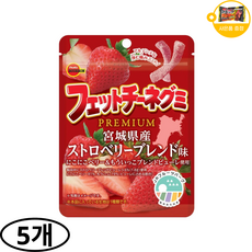 부르봉 페투치네 젤리 일본 구미 프리미엄 미야기현산 딸기블렌드맛 사은품 추가증정, 5개, 50g