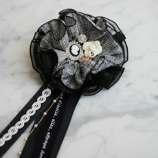 리본빌 고급 리본 활용 로제트 만들기 DIY, 1개, 샤리넨-블랙