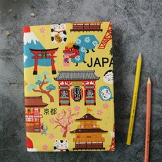 【日本風情-黃】書衣 書套 可調式布書衣 A6 A5 B6 50K 25K 32K 20K 16K, 1個