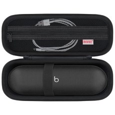 BOVKE Beats Pill 휴대용 블루투스 스피커용 하드 케이스 벨벳 안감과 메시 포켓이 있는 여행용 보호 케이스 홀더 새로운 알약 액세서리용 블랙_165233