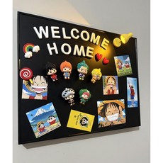 電錶箱裝飾畫 掌門狗磁吸黑板 配電箱蓋板, 1個, 橫款畫 海賊王6個 白色字母 黃色燈 2,60*50【電箱尺寸≤50*40】 黑色