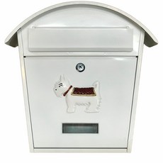 圓頂信箱 36.5x13x37cm 小狗造型郵筒, 圓頂白 小狗