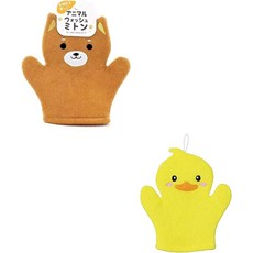 아니멀 워시 미튼 Animal Wash Mitten 바디스폰지 2종 세트 병아리 강아지