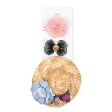 올치 반려동물 똑딱 집게 머리 핀 혼합 세트, 3개, 블랙+모자