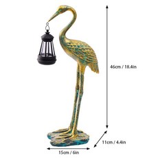 巨匠工廠復古仿銅提燈仙鶴擺件戶外太陽能燈飾鶴雕塑花園庭院水池落地裝飾, 太陽能提燈仙鶴擺件