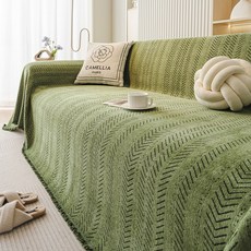 소파 커버 따뜻한 원룸 두꺼운 2인용, 1개, 헤링본 패턴 그린