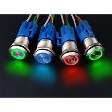 12/16/19/22mm LED 크롬 스위치 DC12~24V, 02.써클 푸쉬락, 12mm, 그린, 1개