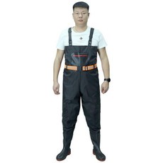 揹帶式加厚耐磨防水涉水服 釣魚服, 黑色 薄 帶兜輕便）揹帶下水褲,44, 黑色, 輕便