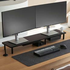 코즈랩 듀얼 모니터 받침대 높이조절 3단 서랍형, 블랙