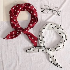 사각 쁘띠 스카프 미니 봄 가을 여성 여자 도트 땡땡이 패턴 포인트 여성 여자 패션 단체 행사 용품 소품