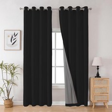 Joydeco 침실용 암막 커튼 213.4cm(84인치) - 그로밋이 있는 블랙 아웃 커튼 단열 룸 다크닝 조명 차단 소음 감소 및 주름 방지 드레이프 거실 창문용 패널