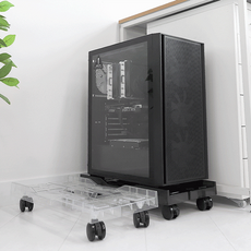 데스크탑 PC 본체 받침대 이동식 선반 컴퓨터 본체 캐리어 고정바퀴 사이드조절 PC캐리어, 블랙