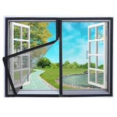 자체 접착 지퍼 모기장 모기장 모기 방지 창 스크린 맞춤형 창용, 65)black width 140cm