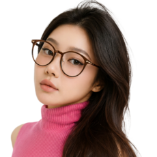 디위닉 얼굴작아보이는 TR+금속 라운드투명 남녀공용 뿔테 안경테