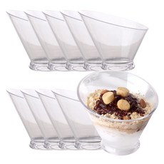 카페 빙수용기 사선 빙수볼 10개입 세트 투명 화채그릇 샐러드 디저트볼, 10개, 중 17.5cm