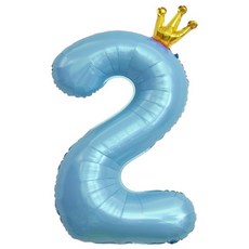 이벤트홀릭 초대형 왕관 숫자은박풍선, 블루 2