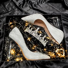 웨딩드레스용 금색 크리스털 스트랩 하이힐 여성 파티 구두 슬링백 스틸레토힐 고급스러운 웨딩 슈즈