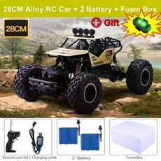 4WD 원격 무선 RC 자동차 4x 4 리모컨 트럭 레이싱 드리프트 Led 조명 RC카 선물, 28CM Gold 2B Gift, 1개
