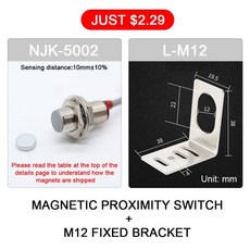 CLOWEIT NC 센서 근접 M12 PNP 마그네틱 24V NJK 효과 M8 NO M18 NPN, NJK-5002 and LM12, N-pole induction, PNP NO NC, 1개