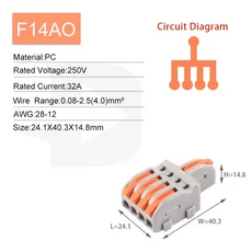 레고호환 라이트 블록 라이트브릭10PCS 배선 커넥터 1 다중 출력 범용 분배기 배선 케이블 푸시 인 캔 결, 01 10PCS, 01 NV-F14AO, 1개