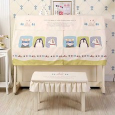 전자 피아노 덮개 건반 세트 북유럽풍 디지털 커버, 1개, 폭스 펭귄 독 피아노커버 + 더블 벤치커버