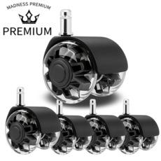 매드니스 프리미엄 무소음 의자바퀴 광폭 1세트, 5개, 블랙 더블