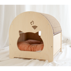 바렐하우스 카펫포함가 스크레처 고양이집 반려동물 원목하우스, 브라운, 추가없음, 1개