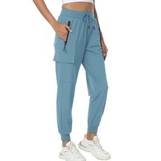 Kcutteyg 여성용 주머니가 있는 방수 하이킹 팬츠 빠른 건조 부드러운 운동 조깅 캠핑 여행용 데님 블루 3XL 121064