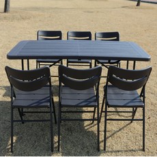 멜핑 야외 테이블 의자 세트 브로몰딩 테라스 정원 접이식 캠핑 카페, 트리코테이블+트리코의자6개