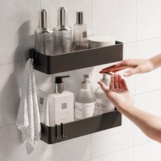 홈비 흔들림없는 강력접착 프리미엄 욕실선반, 1개, 블랙
