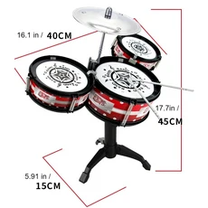 어린이 선물용 시뮬레이션 드럼 세트 주니어 드럼 키트 재즈 드럼 타악기 스마트 개발 장난감, 01 3 drums no chair, 1개